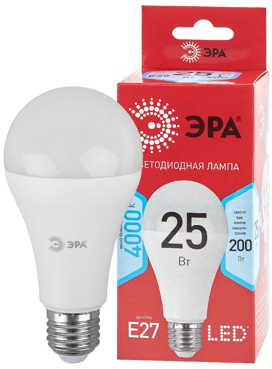 Лампа светодиодная Эра E27 25W 4000K LED A65-25W-840-E27 R Б0048010