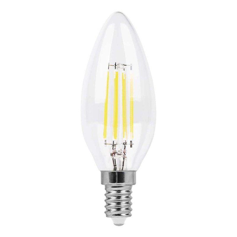 Лампа светодиодная филаментная диммируемая Feron Е14 7W 4000K Свеча Прозрачная LB-166 25871